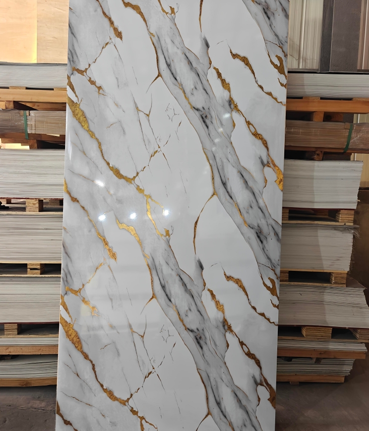 Premium Marble Effect Wall Panel with Gold Veining